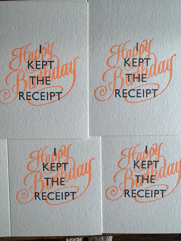 I kept the receipt birthday card