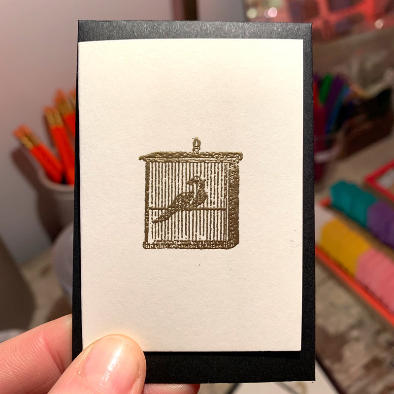 Mini birdcage cards - gold