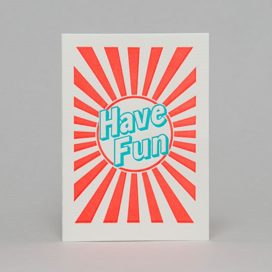 Have fun stripes card - turquoise blue