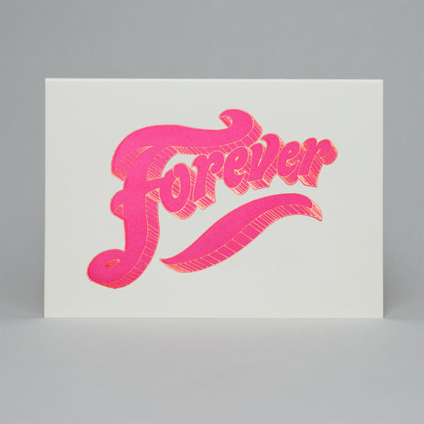 FOREVER LETTERPRESS & FOIL CARD IN FLUORO PINK & PINK FOIL