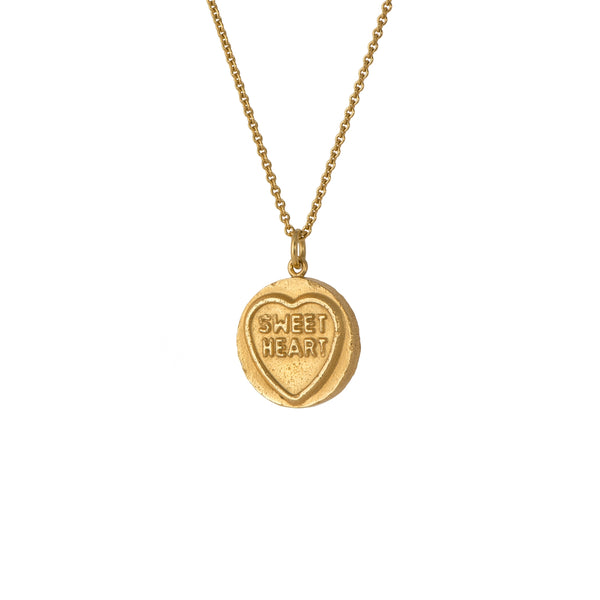 Sweet heart love heart pendant - gold
