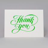 Thank you script card - bright green